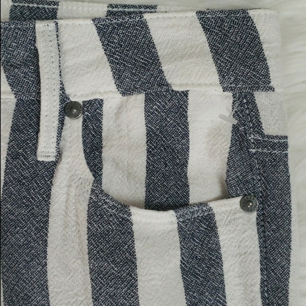 Parker Smith Sailor Mid-Rise Striped Denim Palazzo Flare Nautical Pants … - Picture 7 of 16
